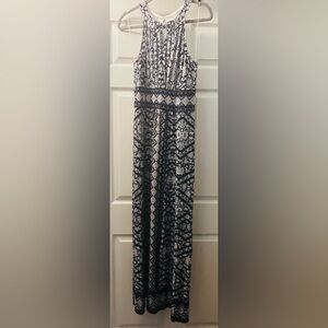 London Times Blue and White Patterned Maxi Dress